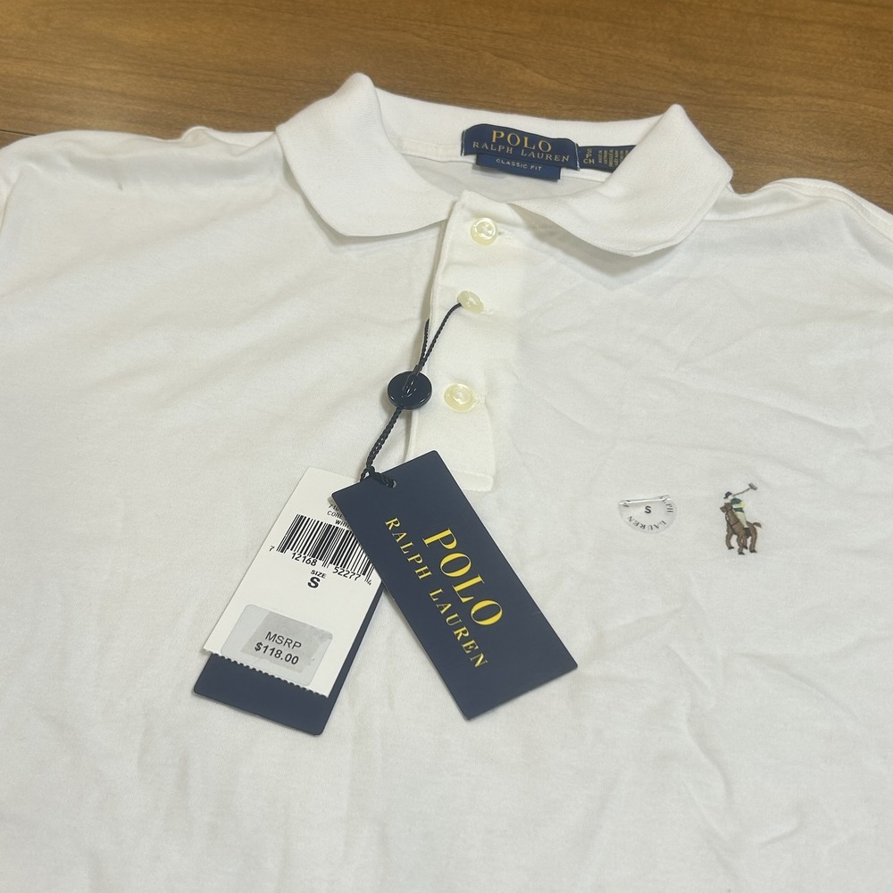 Polo Ralph Lauren Polo Shirt Mens S White Classic Fit Knit Cotton Pony NWT